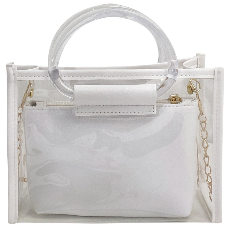 Women's Small Transparent Handbag Set Korean Style Square Shoulder Bag - Image 5
