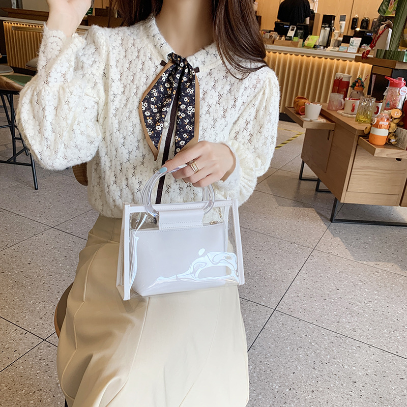 Women's Small Transparent Handbag Set Korean Style Square Shoulder Bag - Image 3