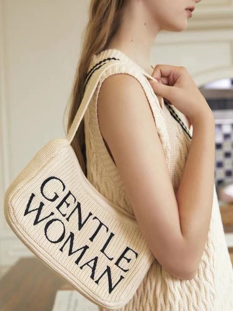 2024 Winter Thai Trend Knit Handbag Korean Style Underarm Bag