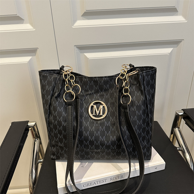Women’s Commuter Tote Bag New Trendy Fashion One-Shoulder Large Capacity Minimalist Retro Print Big Bag