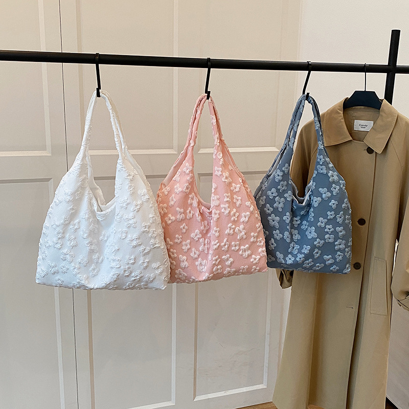 Floral Lace One-Shoulder Tote Bag for Women – Large Capacity Summer Fairy Style