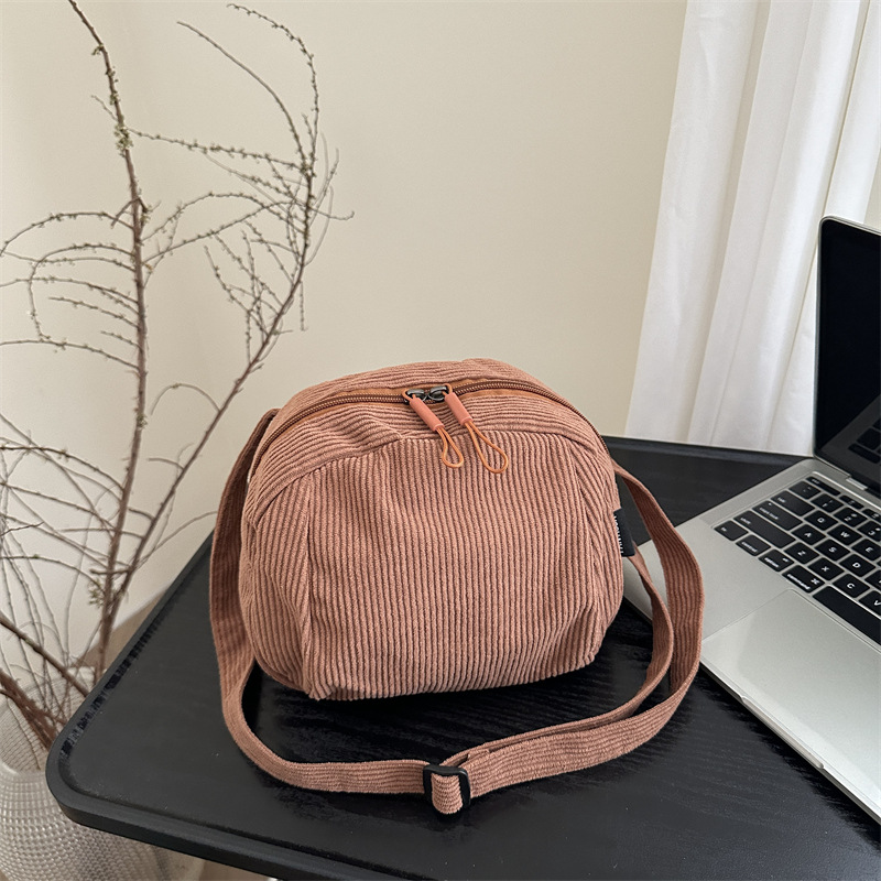 Minimalist Versatile Underarm One-Shoulder Crossbody Bag New Casual Corduroy Canvas Shell Bag Fashion Handbag