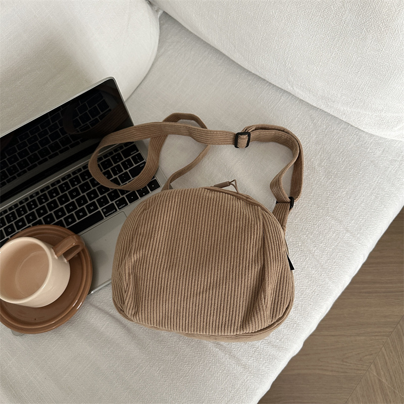 Minimalist Versatile Underarm One-Shoulder Crossbody Bag New Casual Corduroy Canvas Shell Bag Fashion Handbag