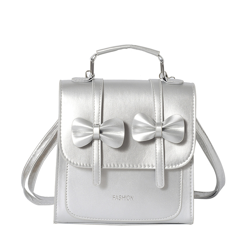 Korean Solid Color Preppy Commuter Backpack for Women 2025 New Trendy Bow Shoulder Handbag Crossbody Bag - Image 5