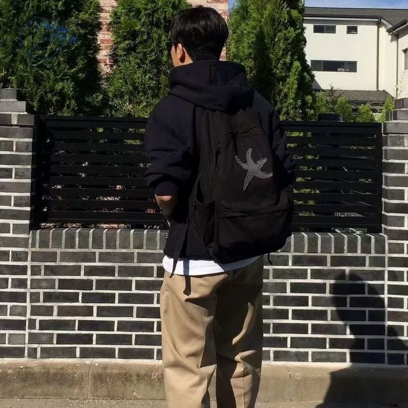 The Coldest Moment Y2K Starfish Patch Backpack Unisex Korean Style