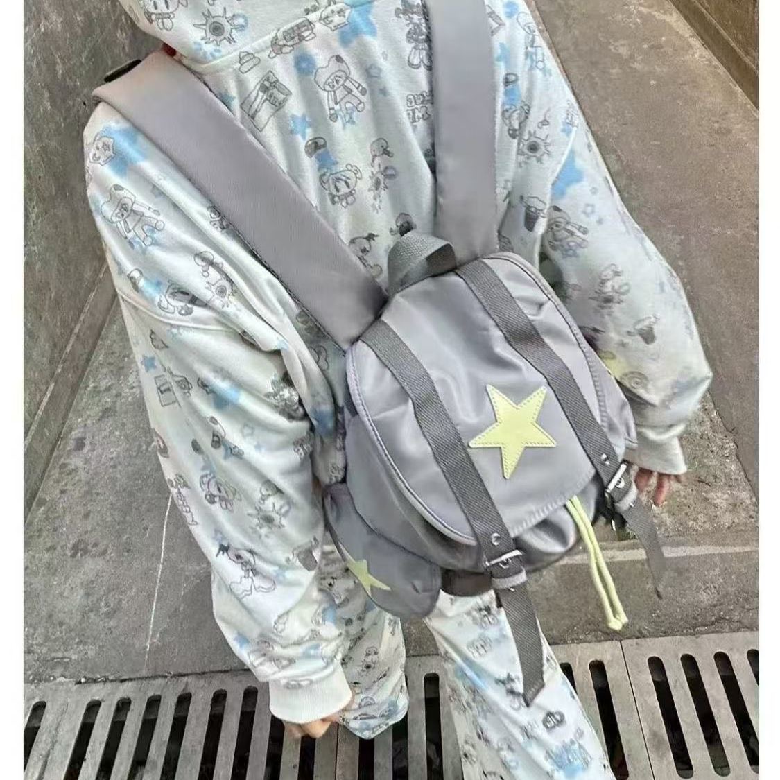 Lucky Star Series Patchwork Star Niche Design Practical Backpack - Image 3